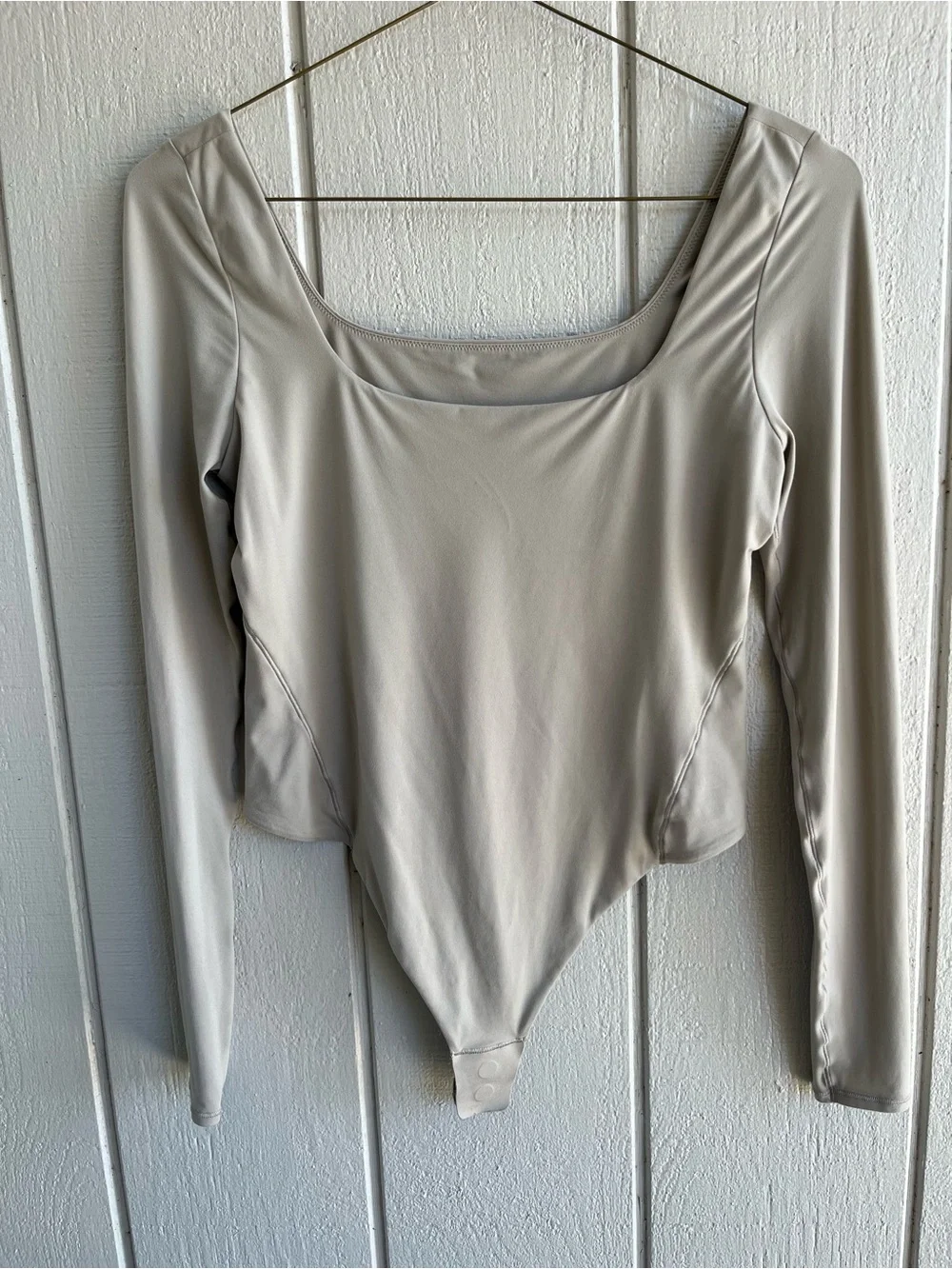 Lululemon Wundermost‎ Nulu Square Neck Long Sleeve Bodysuit Riverstone Gray M